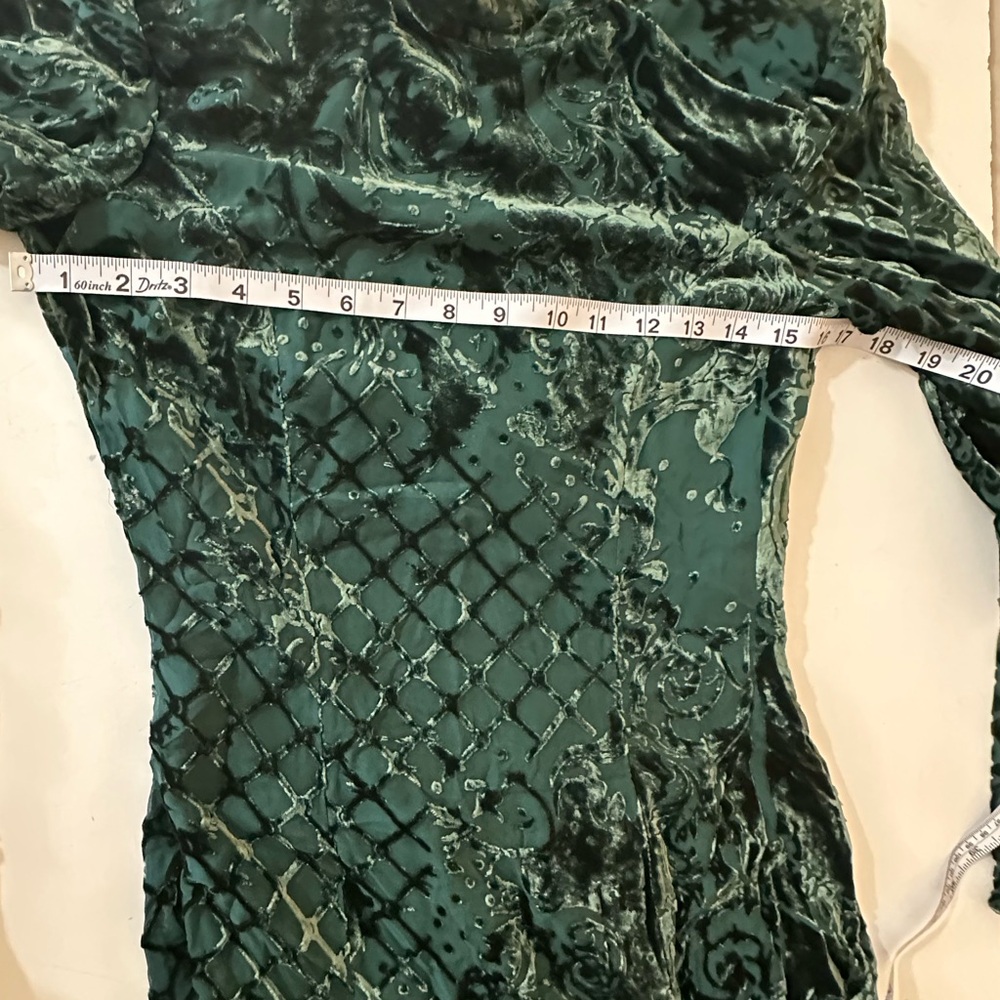 Balmain X H&M Green‎ Silk Viscose Velvet Floral High Neck Chic Mini Dress NWT 6 - Picture 14 of 16